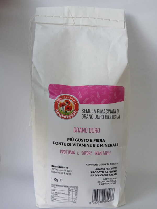 Semola rimacinata di grano duro Biologica Macinata a Pietra - immagine 2